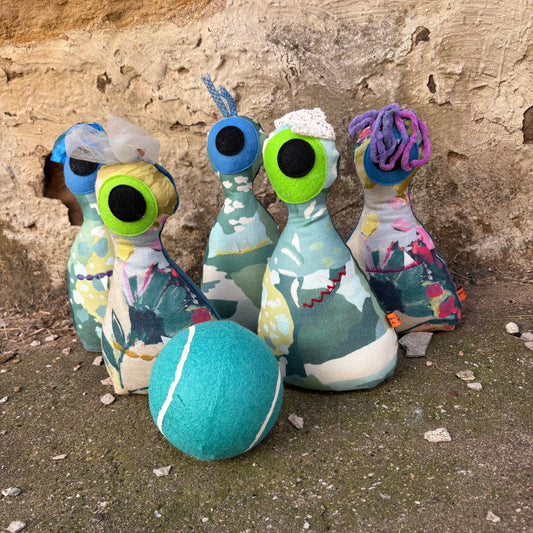 Green Bowling Pin Game Set